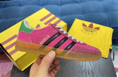 pink green gucci gazelle